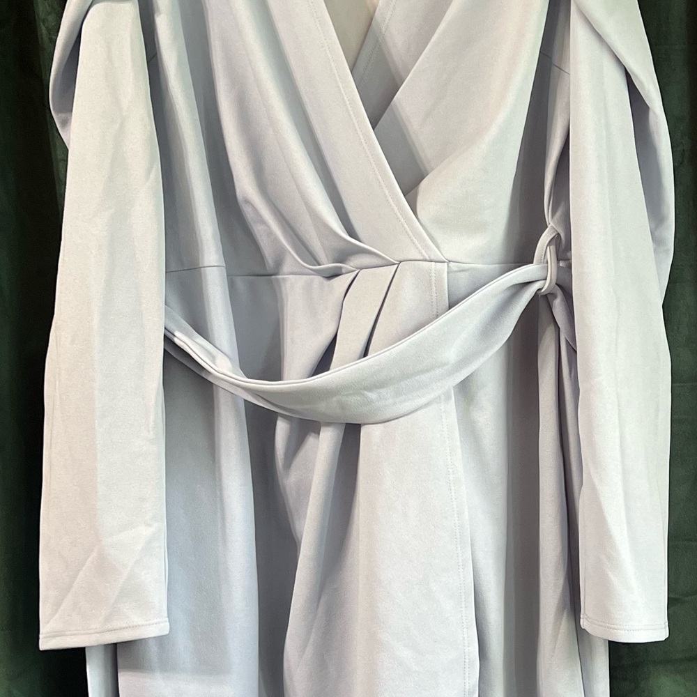 ASOPH Powder Blue Wrap Dress With Belt - Picture 3 of 3